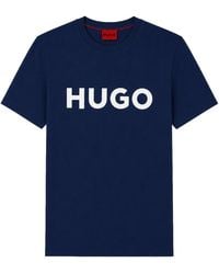 HUGO - Logo Print Cotton T-Shirt - Lyst
