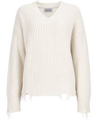 AMISH - Pullover Distressed Con Scollo A V - Lyst