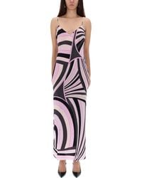 PUCCI - Printed Silk Long Dress - Lyst