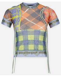OTTOLINGER - Knitted Mesh T-shirt Tartan - Lyst