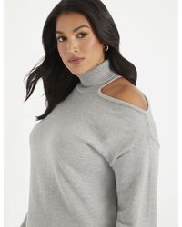 Eloquii Cold Shoulder Sweater - Gray