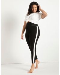 Eloquii Miracle Flawless Legging With White Side Stripe - Black