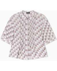 Emporio Armani - Check Linen Gauze Shirt - Lyst