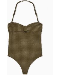 Emporio Armani - Padded Seersucker One-Piece Swimsuit - Lyst