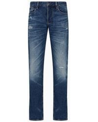 Emporio Armani - J06 Slim-fit, Worn-look, Stretch-denim Jeans - Lyst