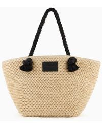 Emporio Armani - Woven Paper Yarn Beach Bag - Lyst
