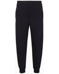 Emporio Armani - Double-jersey Joggers With Embossed Embroidered Ea Logo - Lyst