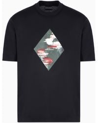 Emporio Armani - Asv Lyocell-Blend Jersey T-Shirt With Abstract Print - Lyst