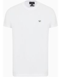 Emporio Armani - T-shirt Aus Supima-jersey Mit Mikro-adler-patch - Lyst