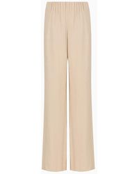 Emporio Armani - Flowing, Washed Matte Modal Trousers With Gathered Waist - Lyst