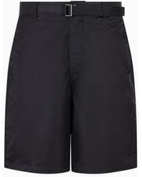 Emporio Armani - Belted Bermuda Shorts In Smooth, Shiny Nylon - Lyst