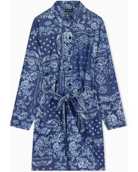 Emporio Armani - Bandana Print Chambray Dress - Lyst