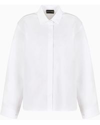 Emporio Armani - Oversized Shirt In Sanded Cotton With Kimono Sleeves - Lyst