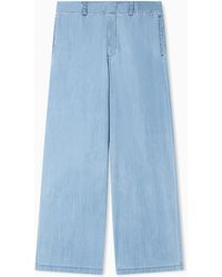 Emporio Armani - Icon Lightweight Denim Wide-Leg Trousers - Lyst