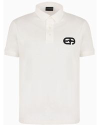 Emporio Armani - Lyocell-blend Jersey Polo Shirt With Asv Logo Raised Embroidery - Lyst