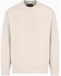 Emporio Armani - Sweatshirt Aus Doppellagigem Jersey Mit Geprägtem Maxi-logo - Lyst