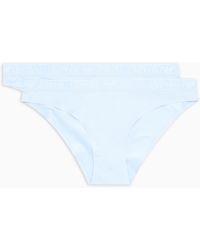 Emporio Armani - Two-Pack Of Asv Iconic Recycled-Microfibre Briefs With Logo Waistband - Lyst