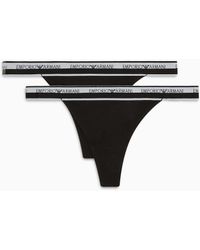 Emporio Armani - Stretch Cotton Logoband 2-pack T-thong - Lyst