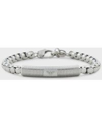 Emporio Armani Bracelet Avec Plaque En Acier Inoxydable - Gris