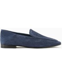 Emporio Armani - Icon Velour-leather Loafers - Lyst