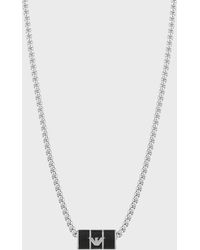 Emporio Armani Black Matte Lacquer Chain Necklace - White