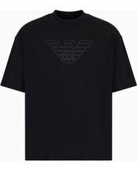 Emporio Armani - Camiseta Ancha De Punto Grueso Con Logotipo Bordado - Lyst