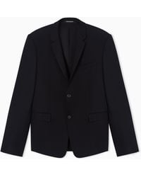 Emporio Armani - Plain Worsted Wool Single-Breasted Jacket - Lyst