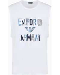 Emporio Armani - Canotta Beachwear In Jersey Stampa Macro Logo - Lyst