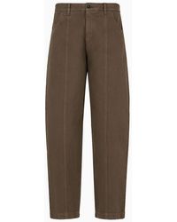 Emporio Armani - Garment-dyed Bull Trousers With Ribbing - Lyst