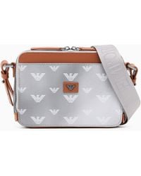 Emporio Armani - Coated Canvas Mini Bag With All-Over Eagle - Lyst