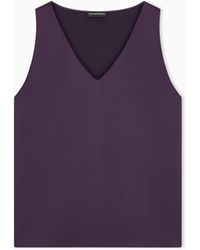 Emporio Armani - Top Raso De Seda Sin Mangas Con Escote En V Essential - Lyst