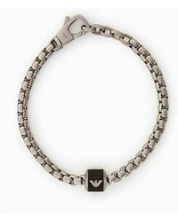 Emporio Armani - Black Marble Chain Bracelet - Lyst
