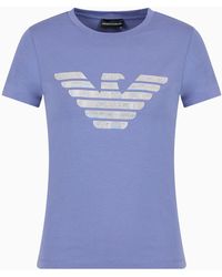 Emporio Armani - Camiseta De Punto Elástico Orgánico Con Bordado De Maxiáguila Asv - Lyst