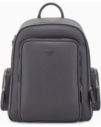 Emporio Armani - Backpack With A Metallic Logo And-Tone Zips - Lyst