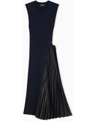 Emporio Armani - Long Viscose Dress With Pleated Side Insert And Drawstring - Lyst