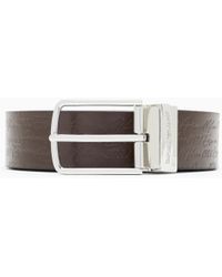 Emporio Armani - Leather Reversible Belt With Signature Logo - Lyst