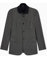 Emporio Armani - Single-Breasted Mouliné Wool-Blend Jacket Signature Capsule - Lyst