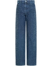 Emporio Armani - J4G High-Rise Wide-Leg Denim Jeans With All-Over Rhinestones - Lyst