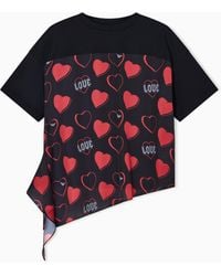 Emporio Armani - Camiseta De Punto Con Detalle De Satén Cápsula San Valentín Asv - Lyst