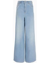 Emporio Armani - J1c Medium-high Rise, Wide-leg Jeans In A Worn-look Denim - Lyst