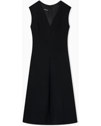 Emporio Armani - Ausgestelltes Kleid Aus Fließendem Crêpe Mit Baumrindeneffekt - Lyst