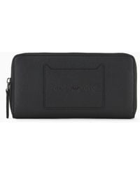 Emporio Armani - Tumbled-Leather Zip-Around Wallet With Outer Pocket - Lyst