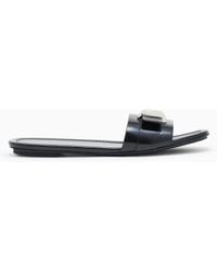 Emporio Armani - Shiny Polished Leather Band Sandals - Lyst