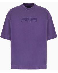 Emporio Armani - Oversize-t-shirt Aus Schwerem Jersey Mit Logo-stickerei - Lyst