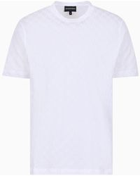Emporio Armani - Jacquard Jersey T-shirt With Op-art Motif - Lyst