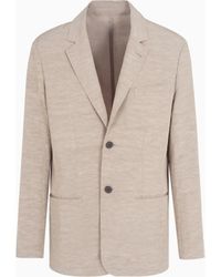 Emporio Armani - Single-Breasted Linen-Blend Blazer - Lyst
