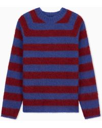 Emporio Armani - Striped Mohair Wool Blend Sweater - Lyst