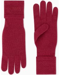Emporio Armani - Virgin Wool Gloves With Ribbed Cuffs And Embroidery - Lyst