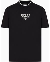 Emporio Armani - Pima Jersey T-shirt With Rubberised Logo - Lyst