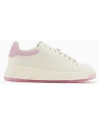 Emporio Armani - Leather Sneakers With Contrasting Rubber Back - Lyst
